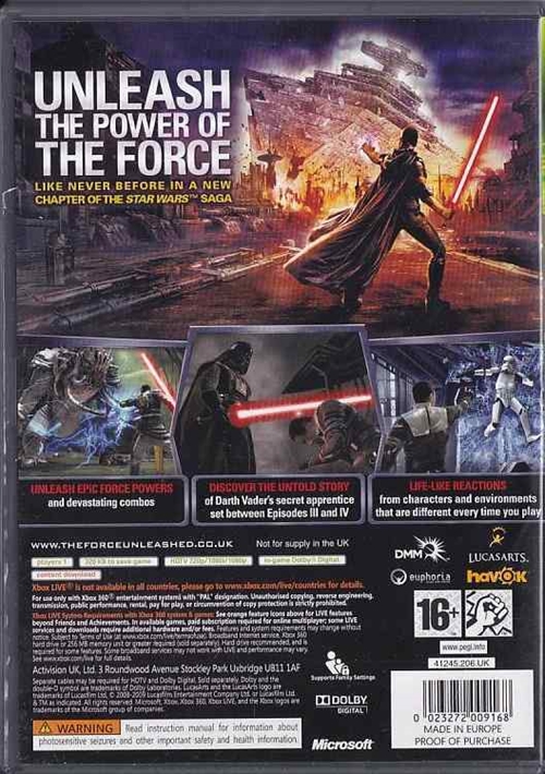 Star Wars The Force Unleashed - Classics - XBOX Live - XBOX 360 (B Grade) (Genbrug)